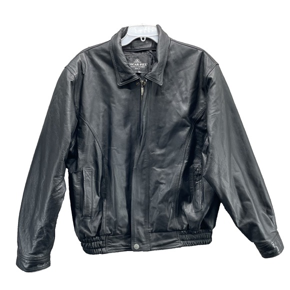 Oscar Piel 100% Leather Bomber Jacket Large Baggy Quilt Biker Retro Moto Y2K 90s